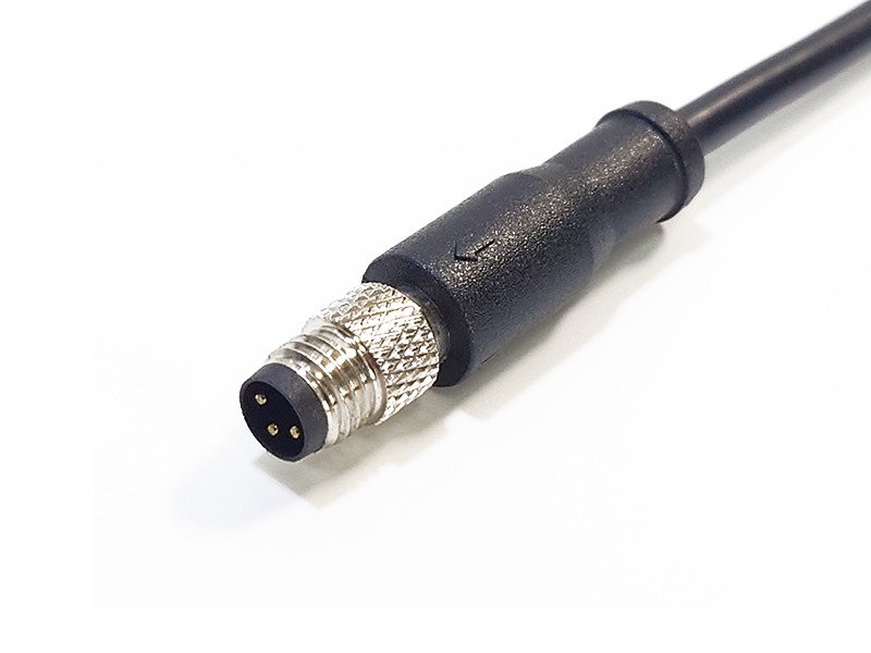 SENSOR CONNECTOR M8 PLUG 3POS MALE CABLE ASSEMBLY IP67 WATERPROOF