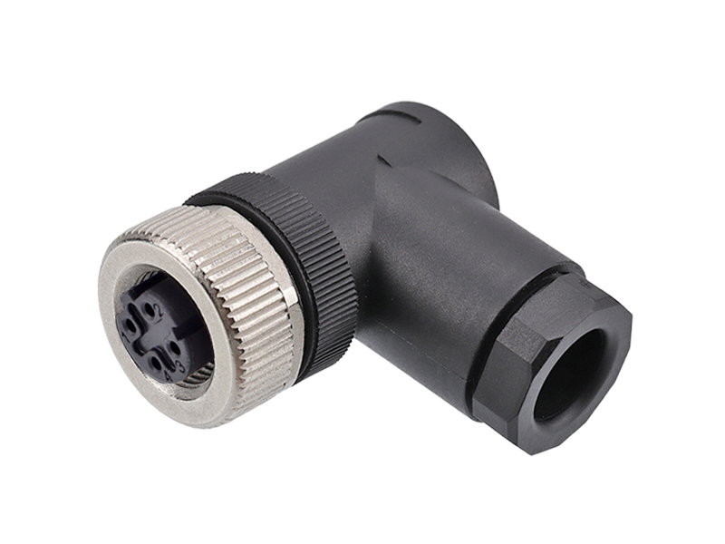 M12 CONNECTOR D CODE FEMALE SCREW TERMINATION FIELD INSTALLATION 4PIN SOCKET ANGLE