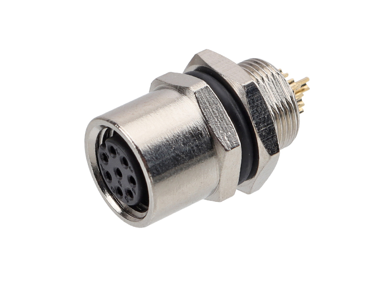 M8 DEVICE CONNECTOR SOCKET M8 A CODE PANEL FRONT MOUNT 8P FEMALE SOLDER PINS