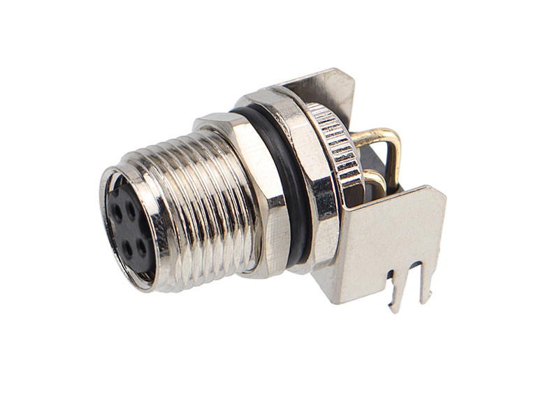 D CODE M8 DEVICE CONNECTOR FEMALE M8 PANEL REAR MOUNT 4PIN SHIELD SOCKET PCB SOLDER PINS RIGHT ANGLE