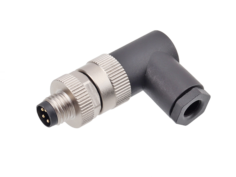 M8 SENSOR CONNECTOR MALE FIELD INSTALLATION 4PIN PLUG RIGHT ANGLE SOLDER PINS